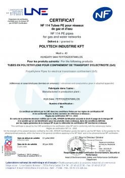 French NF Cable protection pipe certificate
